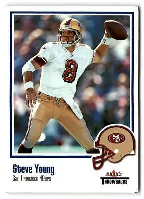 Steve Young San Francisco 49ers Fleer Throwbacks football card from 2002