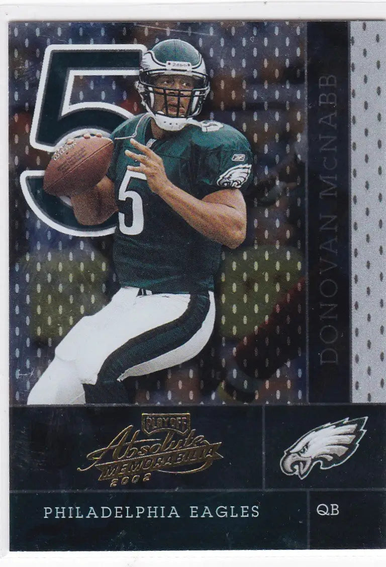 Football trading card of Donovan McNabb in green jersey from Panini Absolute Memorabilia