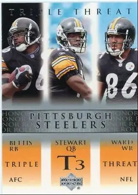 Pittsburgh Steelers Triple Threat trading card from 2002 Upper Deck Honor Roll #83