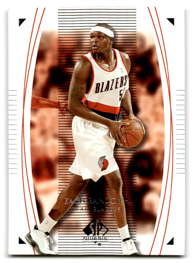 Basketball trading card of Authentic Zach Randolph from the Portland Trail Blazers