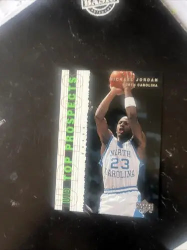 Michael Jordan basketball card from Upper Deck, featuring UNC and Chicago Bulls insert