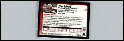 Tom Brady 2003 Bowman #14 trading card featuring New England Patriots memorabilia