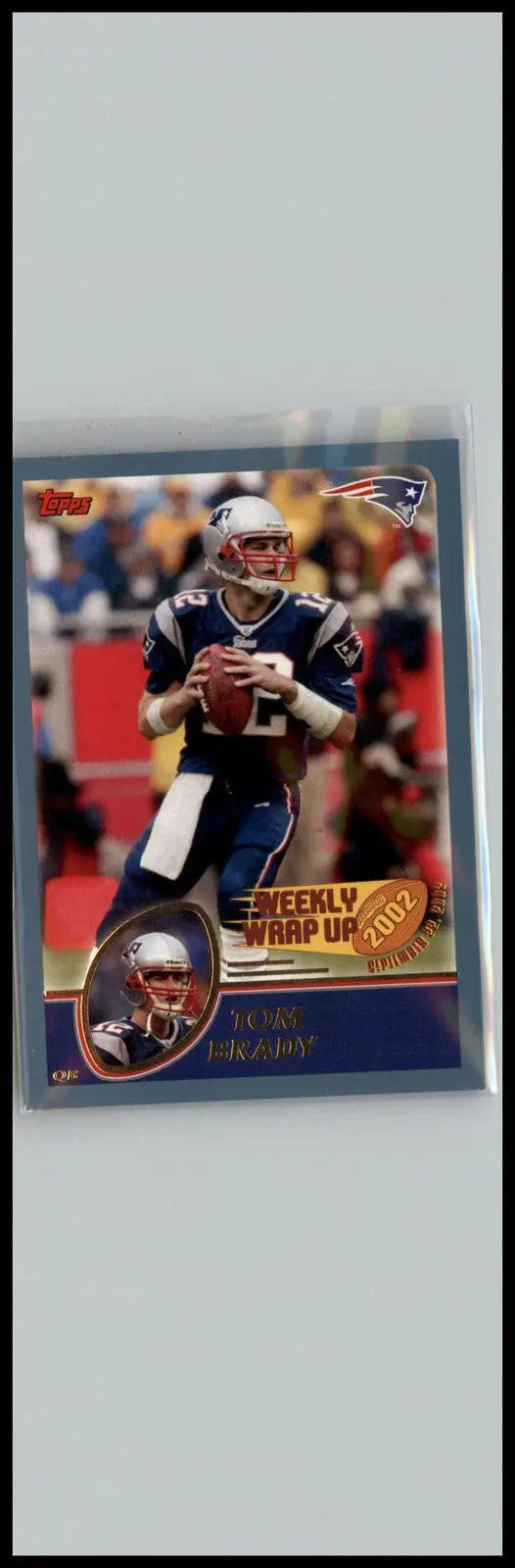 Tom Brady trading card 2003 Topps #293 showing New England Patriots star player