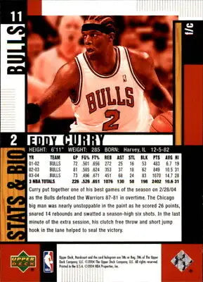 Eddy Curry Chicago Bulls 2004-05 Upper Deck Hardcourt basketball card in NM condition