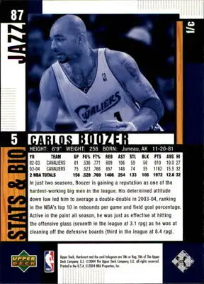 Carlos Boozer 2004-05 Upper Deck Hardcourt basketball card from Utah Jazz collection