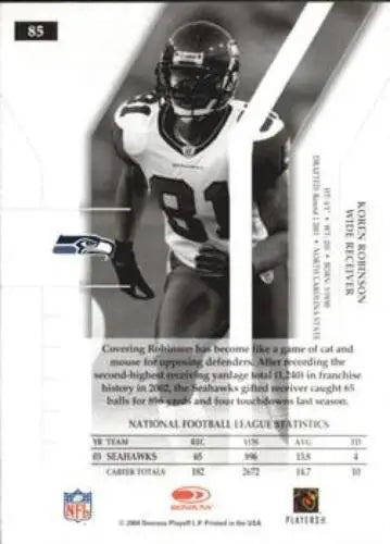 Koren Robinson football card from 2004 Donruss Elite featuring original gloss design