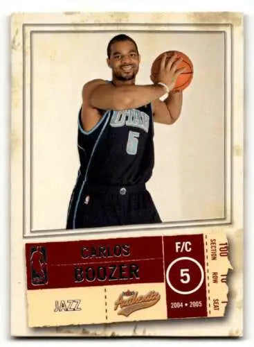 Carlos Boozer Utah Jazz basketball card with original gloss from 2004 Fleer Authentix