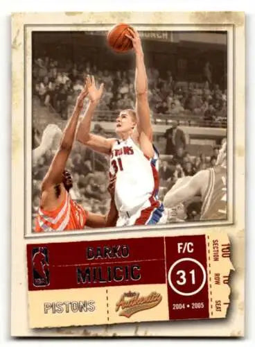 Darko Milicic Detroit Pistons basketball card featuring original gloss from 2004 Fleer Authentix