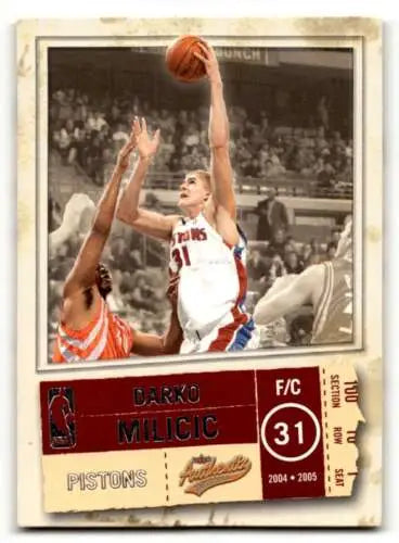 Darko Milicic Detroit Pistons basketball card with original gloss, 2004 Fleer Authentix