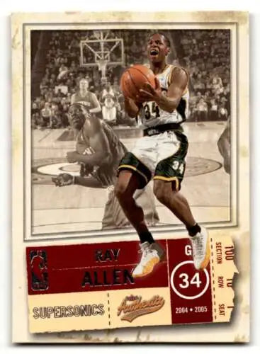 Ray Allen Seattle SuperSonics basketball card 2004 Fleer Authentix #75 original gloss