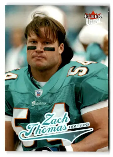 Zach Thomas football card, 2004 Fleer Ultra #29, original gloss, Dolphins collectible