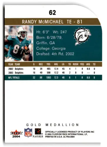 2004 Fleer Ultra Gold Medallion Randy McMichael football card with original gloss