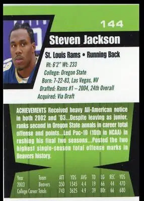 2004 Topps Pristine Steven Jackson Rookie Football Card St. Louis Rams #144