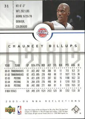 Chauncey Billups 2005-06 Reflections Purple Basketball Card Detroit Pistons NM-MT