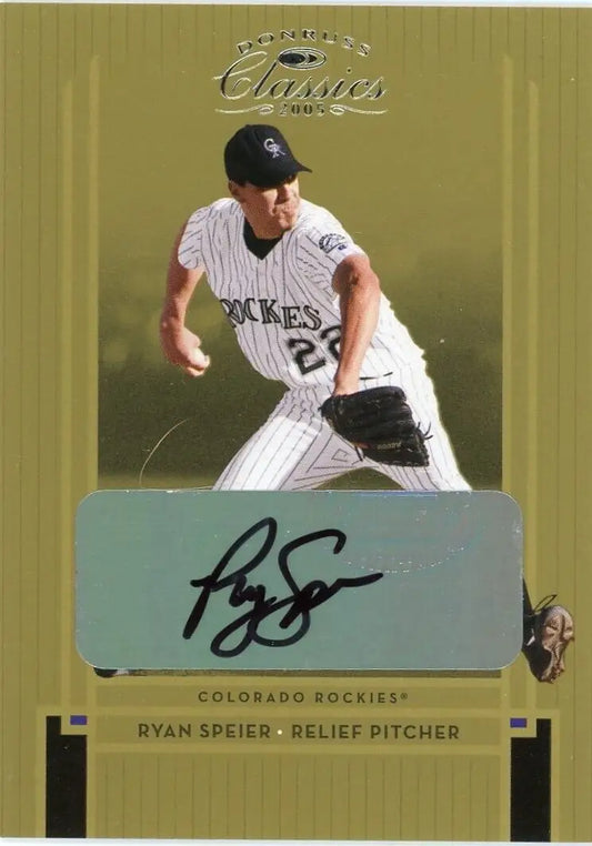 Signed Ryan Speier Autograph baseball card from Donruss Classics 2005 Colorado Rockies