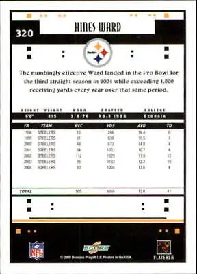 Hines Ward Pro Bowl 2005 Score #320 NFL Football Card NM-MT Pittsburgh Steelers