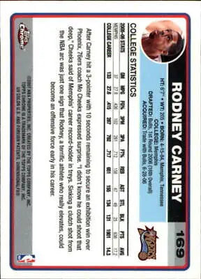 2006-07 Topps Chrome Rodney Carney Rookie Card for Philadelphia 76ers in NM-MT condition