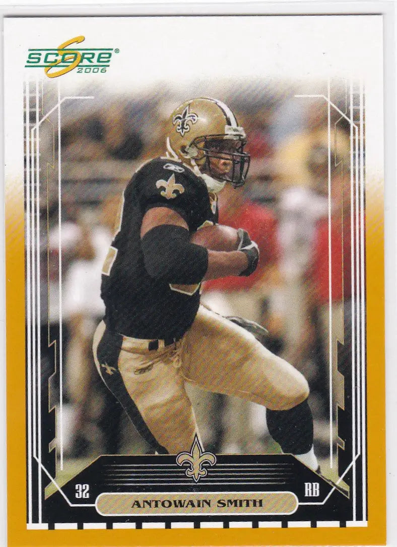 Football trading card of Antowain Smith in New Orleans Saints jersey carrying the ball