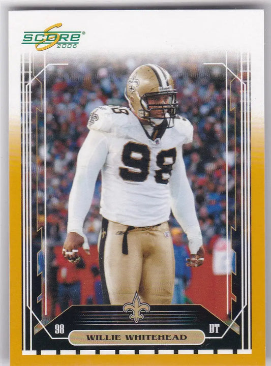 New Orleans Saints trading card of Willie Whitehead Gold in white jersey 302/600