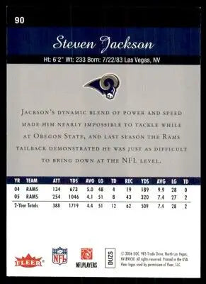 2006 Flair Showcase Steven Jackson St. Louis Rams #90 football card display