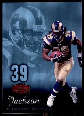 Football player running with ball in 2006 Flair Showcase Steven Jackson St. Louis Rams #90