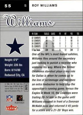 Roy Williams Dallas Cowboys 2006 Fleer Ultra football card NFL sport collectible