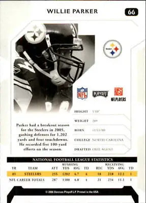 2006 Playoff NFL Playoffs #66 Willie Parker Pittsburgh Steelers Football Card NM-MT