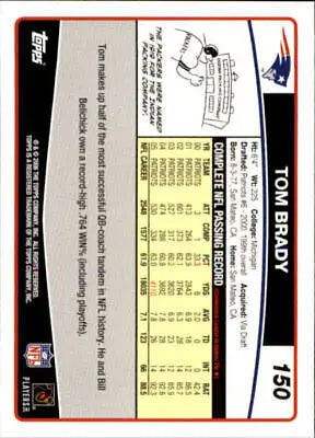 Tom Brady New England Patriots football card from 2006 Topps #150 in NM-MT condition