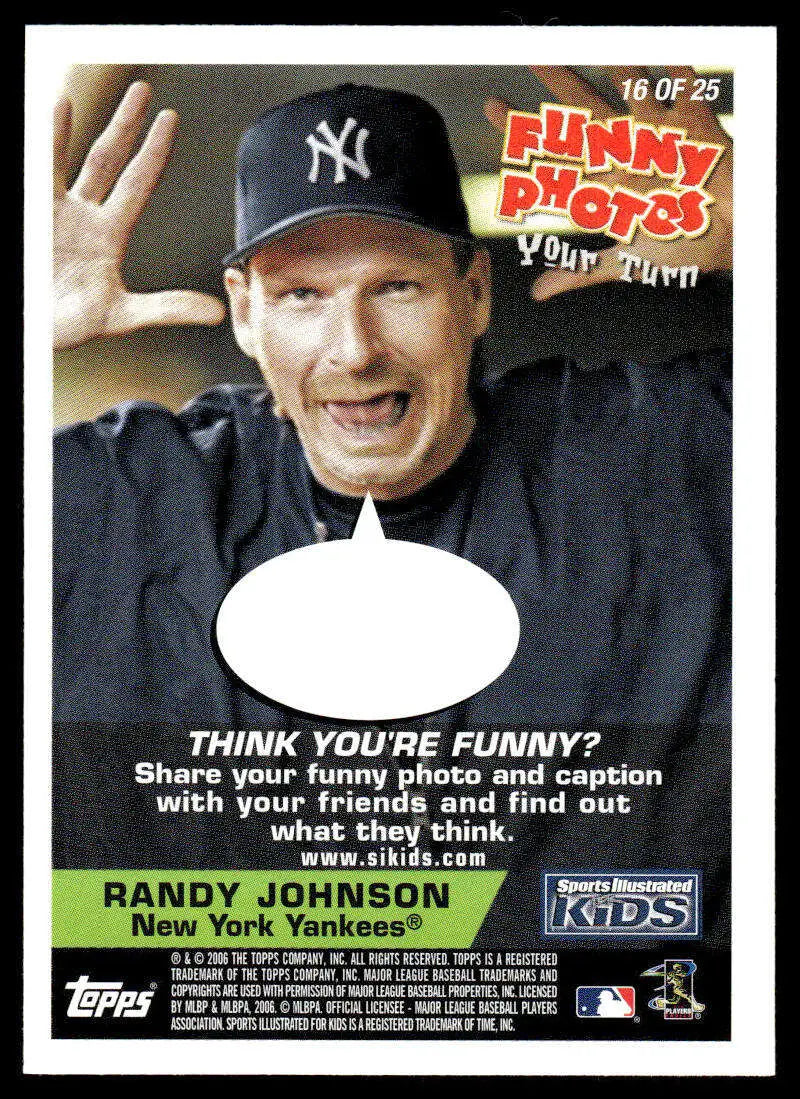 Baseball card featuring New York Yankees player in navy cap from Topps Opening Day