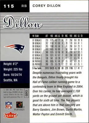 Corey Dillon 2006 Ultra #115 New England Patriots Football Card NFL Sports NM-MT