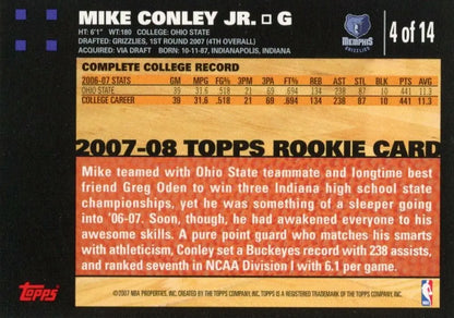 Topps Mike Conley Jr. rookie card from the 2007-08 Topps 50th Anniversary set