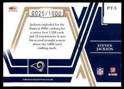 2007 Donruss Elite Prime Targets Gold Steven Jackson football card St. Louis Rams