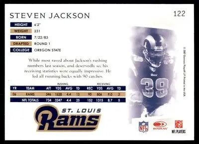 Steven Jackson football card from 2007 Donruss Threads St. Louis Rams #122