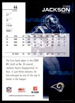 Steven Jackson football card from 2007 Leaf Rookies & Stars St. Louis Rams #44