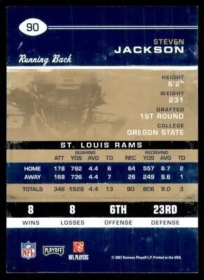 2007 Playoff Contenders Steven Jackson St. Louis Rams football card text-align center