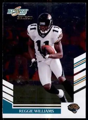 Jacksonville Jaguars player #11 Reggie Williams in white uniform with ball, Score Select