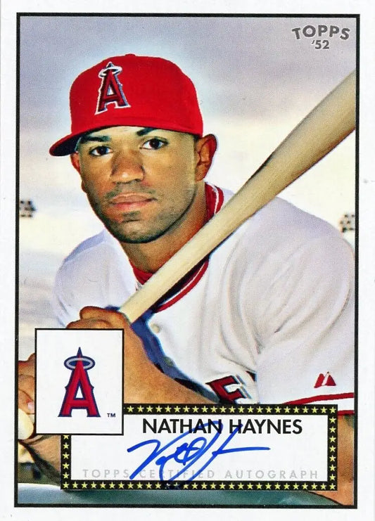 Baseball trading card of Nathan Haynes Autograph for Los Angeles Angels MLB team