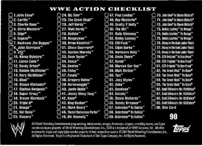 Topps Action WWE #90 Checklist NM Near Mint with original gloss design features