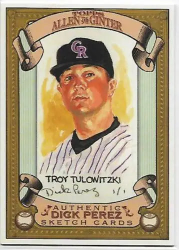 2007 Topps Allen and Ginter Dick Perez Sketches Troy Tulowitzki baseball card NM-MT Rockies