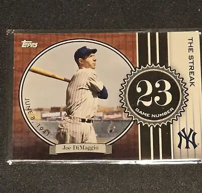 2007 Topps JD23 Joe DiMaggio baseball card showcasing The Streak memorabilia