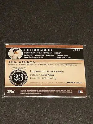 JD23 Joe DiMaggio baseball card from 2007 Topps highlighting The Streak