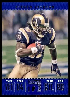 Football card featuring Steven Jackson from 2007 Topps TX Exclusive St. Louis Rams #32