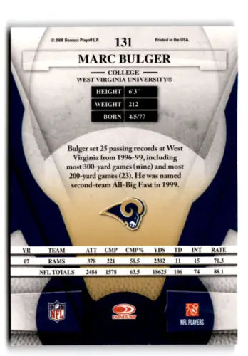 2008 Leaf Certified Marc Bulger football card in NM condition with original gloss