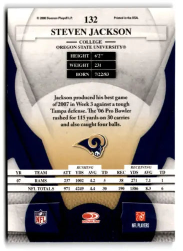 2008 Leaf Certified #132 Steven Jackson football card with original gloss from Rams