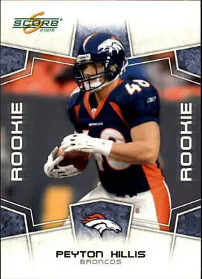 Peyton Hillis Rookie Denver Broncos Football Card featuring player in navy blue uniform