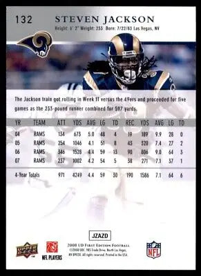 2008 Upper Deck First Edition Steven Jackson St. Louis Rams football card display