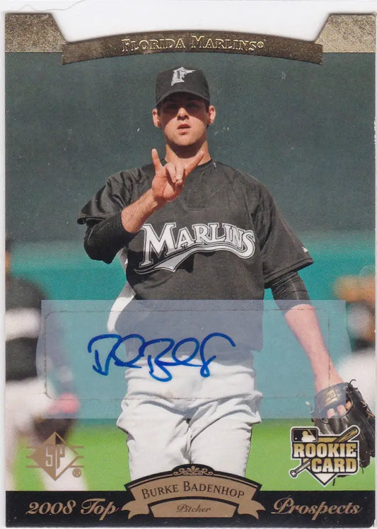 Signed 2008 Upper Deck Timeline Auto Burke Badenhop Miami Marlins baseball card