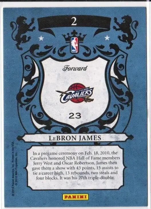 Crown Royale Royalty LeBron James basketball card featuring Cavaliers Alt Jersey #2