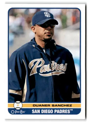 Original gloss 2009 O-Pee-Chee Duaner Sanchez Padres coach in navy jacket