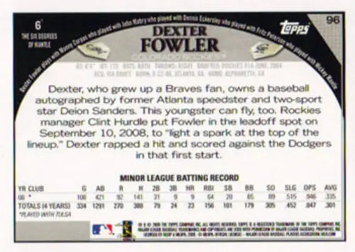 Dexter Fowler 2009 Topps #96 NM-MT RC Rookie Rockies original gloss baseball card